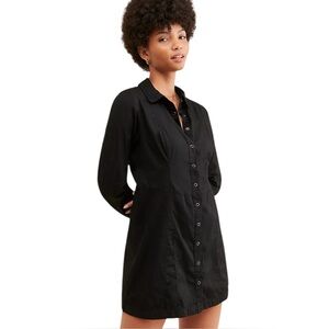Free People Black Button-Front Mini Shirt Dress